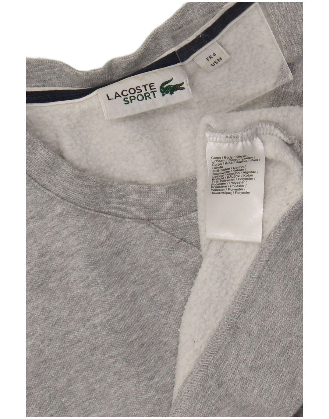 Lacoste Mens Sweatshirt Jumper Size 4 Medium Grey Flecked Cotton