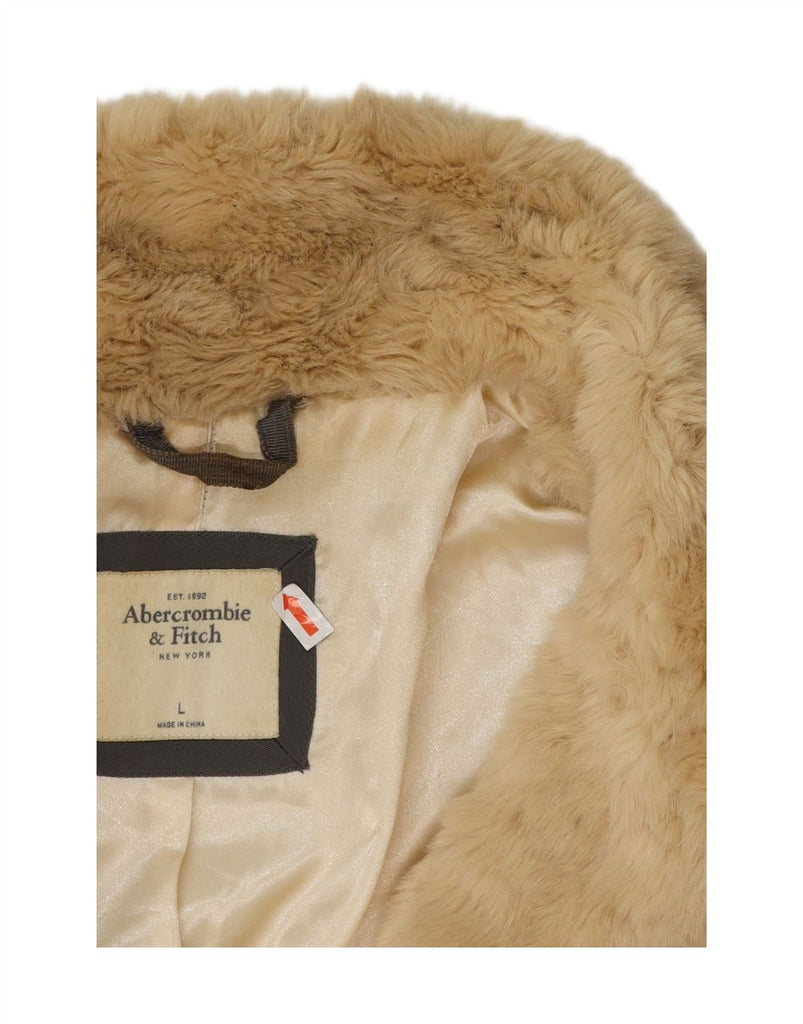 ABERCROMBIE & FITCH Womens Faux Fur Jacket UK 16 Large Beige Modacryl Vintage Abercrombie & Fitch and Second-Hand Abercrombie & Fitch from Messina Hembry 