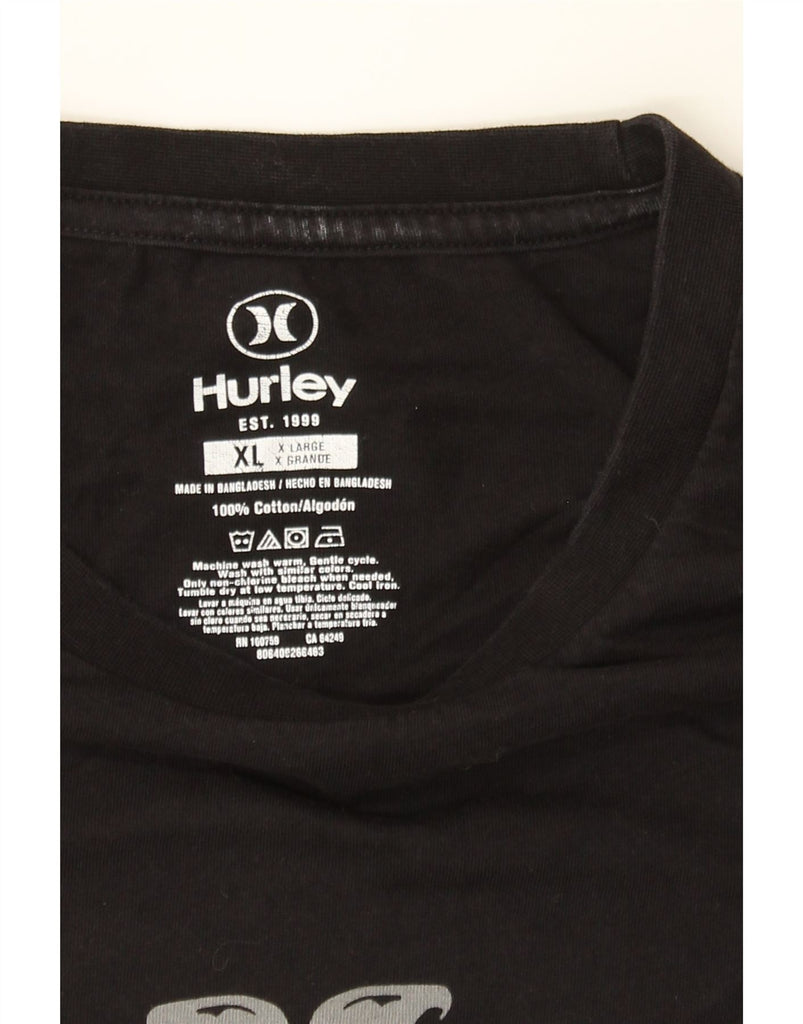 HURLEY Mens Graphic T-Shirt Top XL Black Cotton Vintage Hurley and Second-Hand Hurley from Messina Hembry 