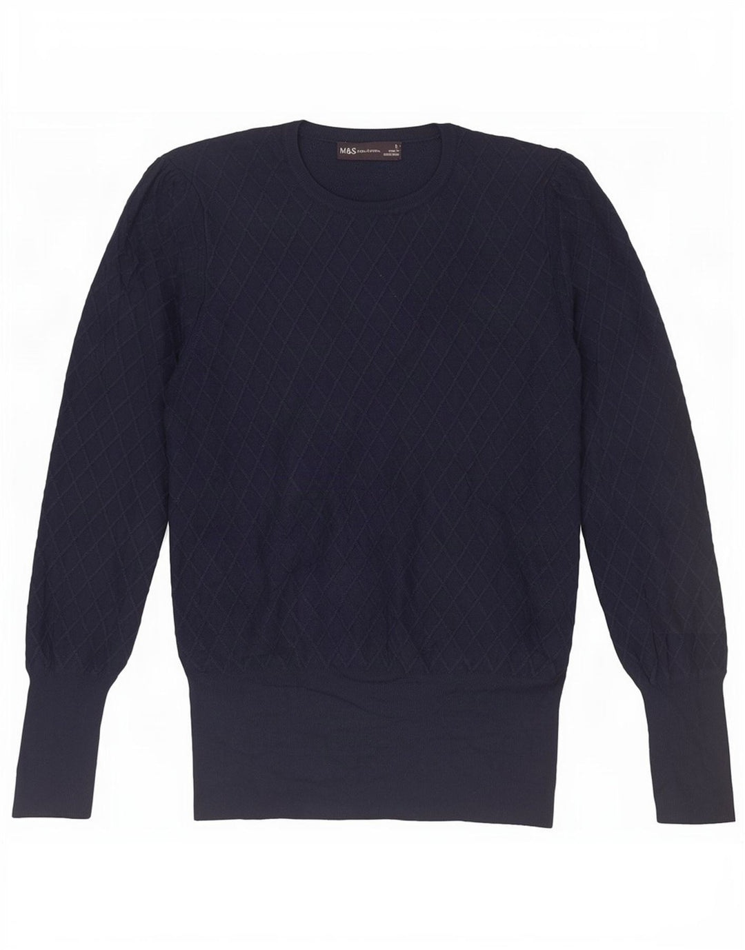 Marks & Spencer Womens Crew Neck Jumper Sweater UK 12 Medium Navy Blue