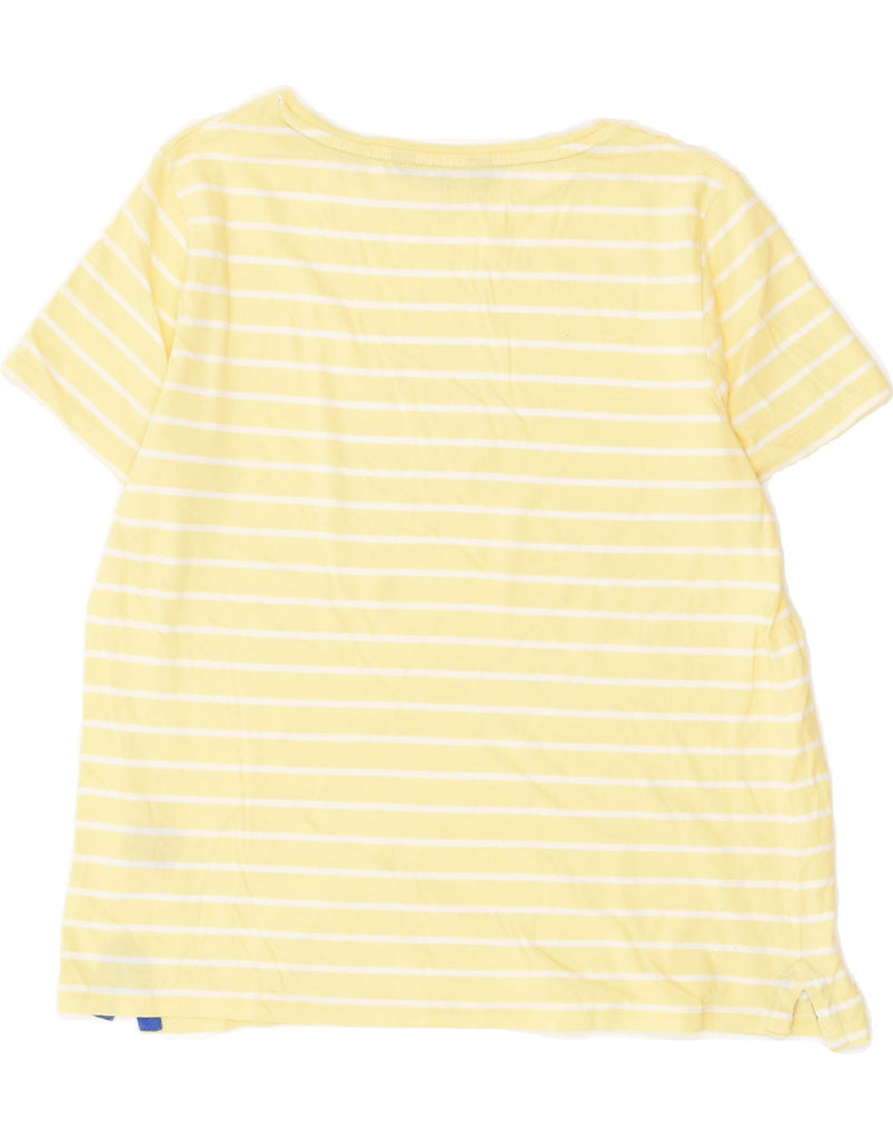 CREW CLOTHING Womens T-Shirt Top UK 14 Medium Yellow Striped Cotton | Vintage Crew Clothing | Thrift | Second-Hand Crew Clothing | Used Clothing | Messina Hembry 