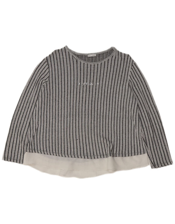 Zara Womens Long Sleeve Blouse Top UK 16 Large Black Striped