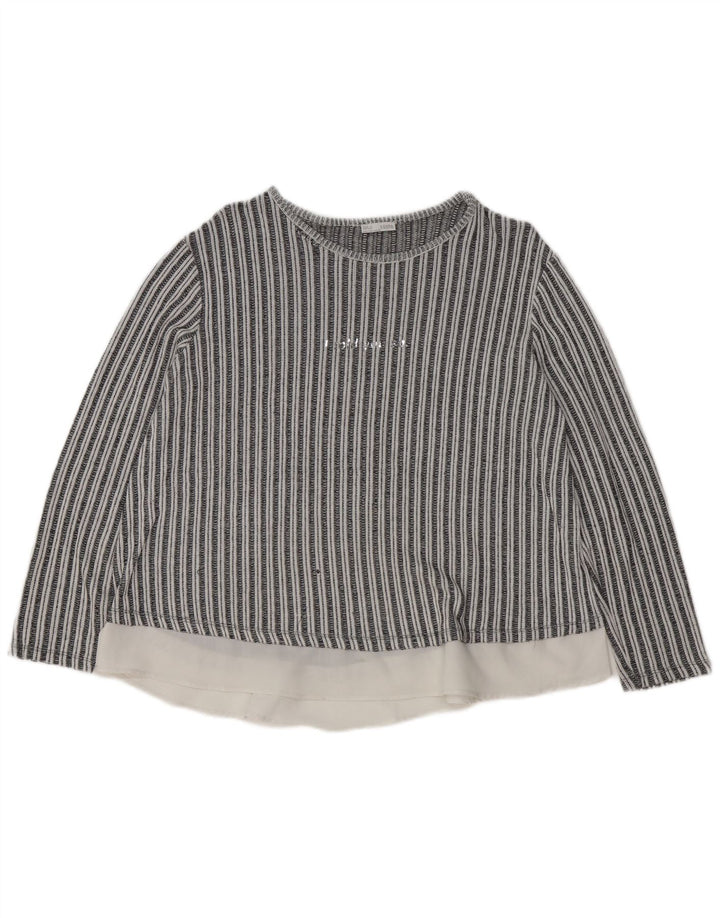 Zara Womens Long Sleeve Blouse Top UK 16 Large Black Striped