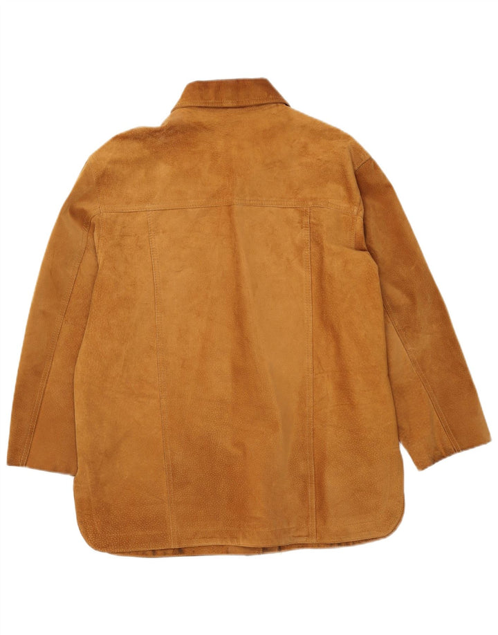 VINTAGE Womens Suede Jacket IT 42 Medium Beige Leather