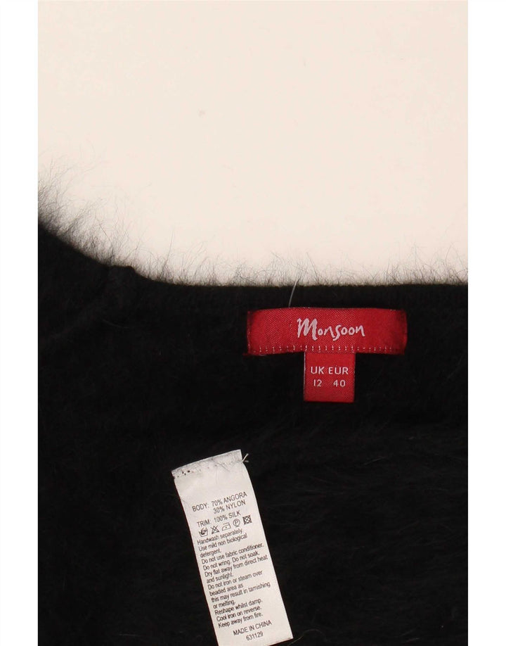Monsoon Womens Jumper Sweater UK 12 Medium Black Angora
