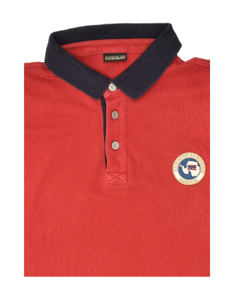 NAPAPIJRI Mens Graphic Polo Shirt XL Red | Vintage Napapijri | Thrift | Second-Hand Napapijri | Used Clothing | Messina Hembry 