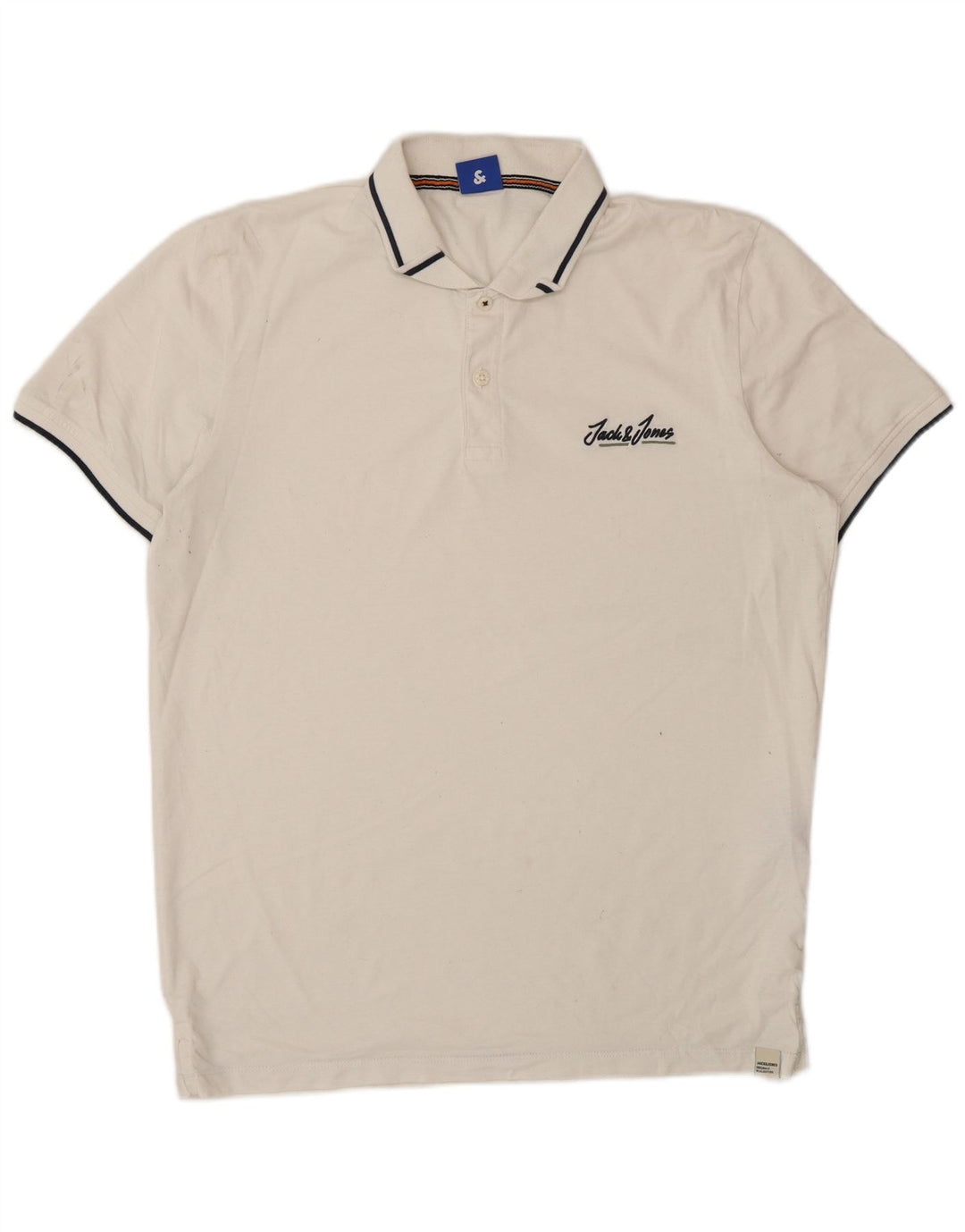 Jack & Jones Mens Polo Shirt Large White Cotton