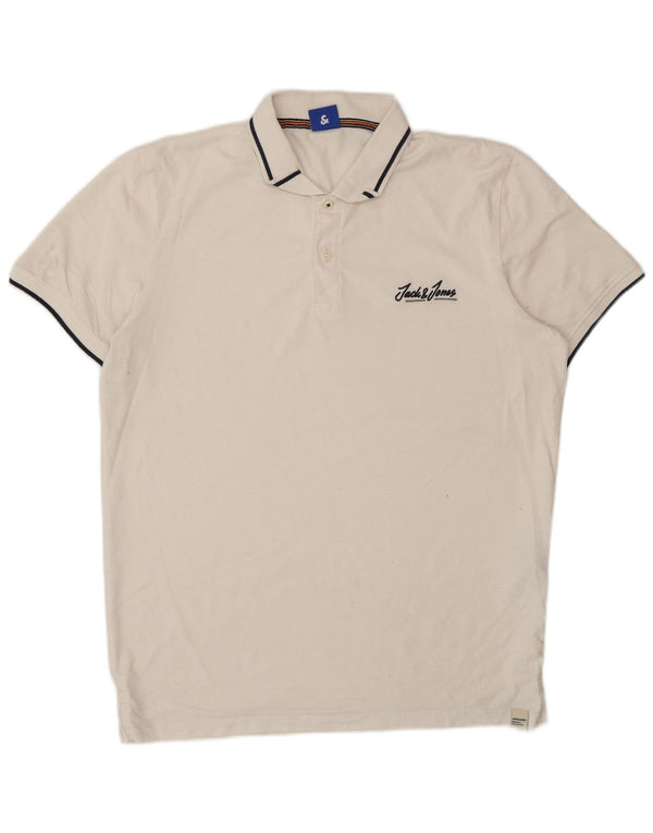 Jack & Jones Mens Polo Shirt Large White Cotton