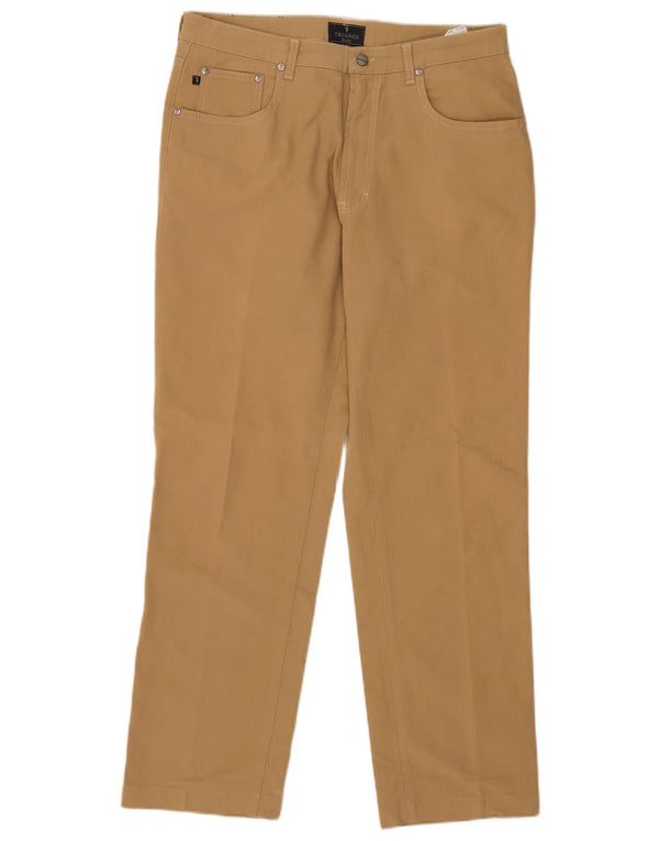 Trussardi Mens Straight Casual Trousers W36 L31 Beige Cotton