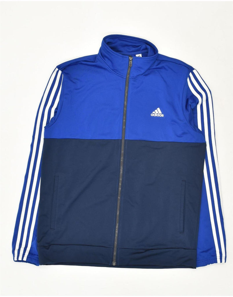 ADIDAS Mens Tracksuit Top Jacket UK 42/44 Large Blue Colourblock Polyester | Vintage Adidas | Thrift | Second-Hand Adidas | Used Clothing | Messina Hembry 