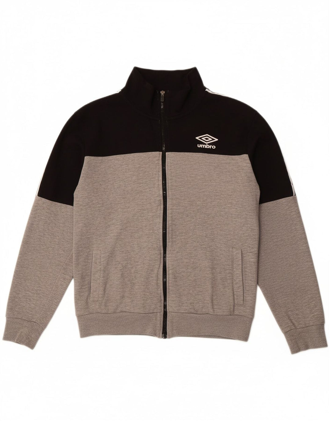 UMBRO Womens Tracksuit Top Jacket UK 16 Large Black Colourblock Cotton