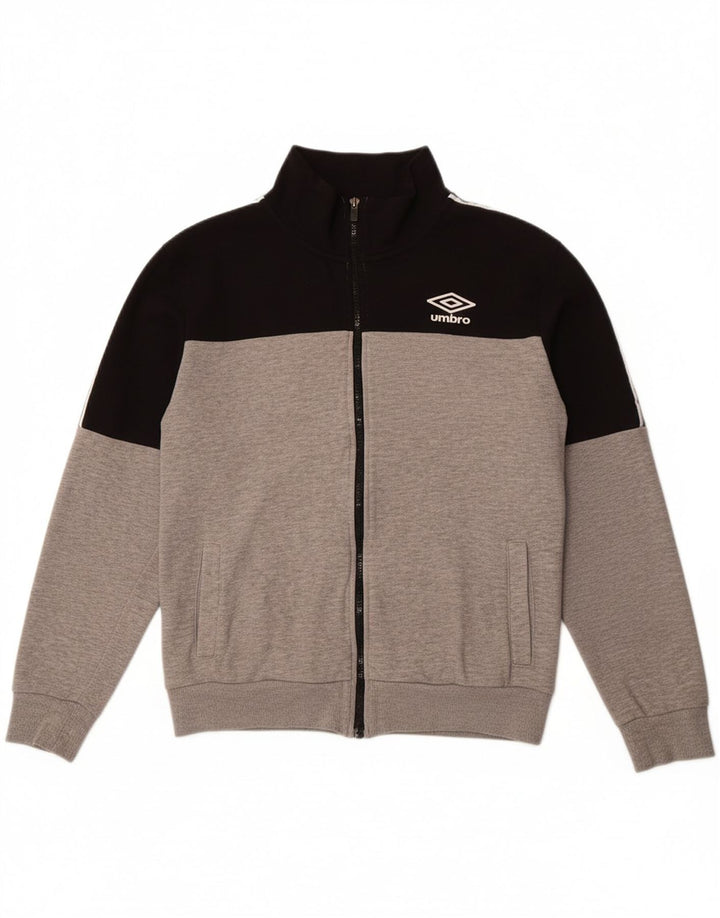 UMBRO Womens Tracksuit Top Jacket UK 16 Large Black Colourblock Cotton