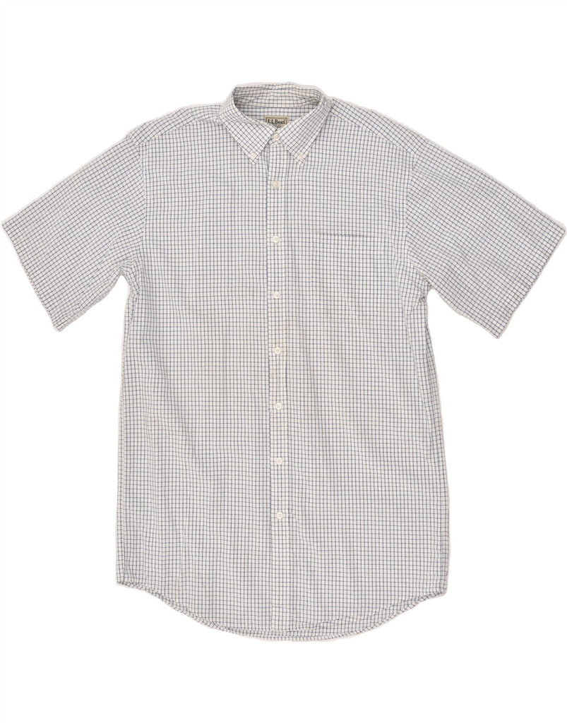 L.L.BEAN Mens Short Sleeve Shirt Medium White Check Cotton | Vintage L.L.Bean | Thrift | Second-Hand L.L.Bean | Used Clothing | Messina Hembry 