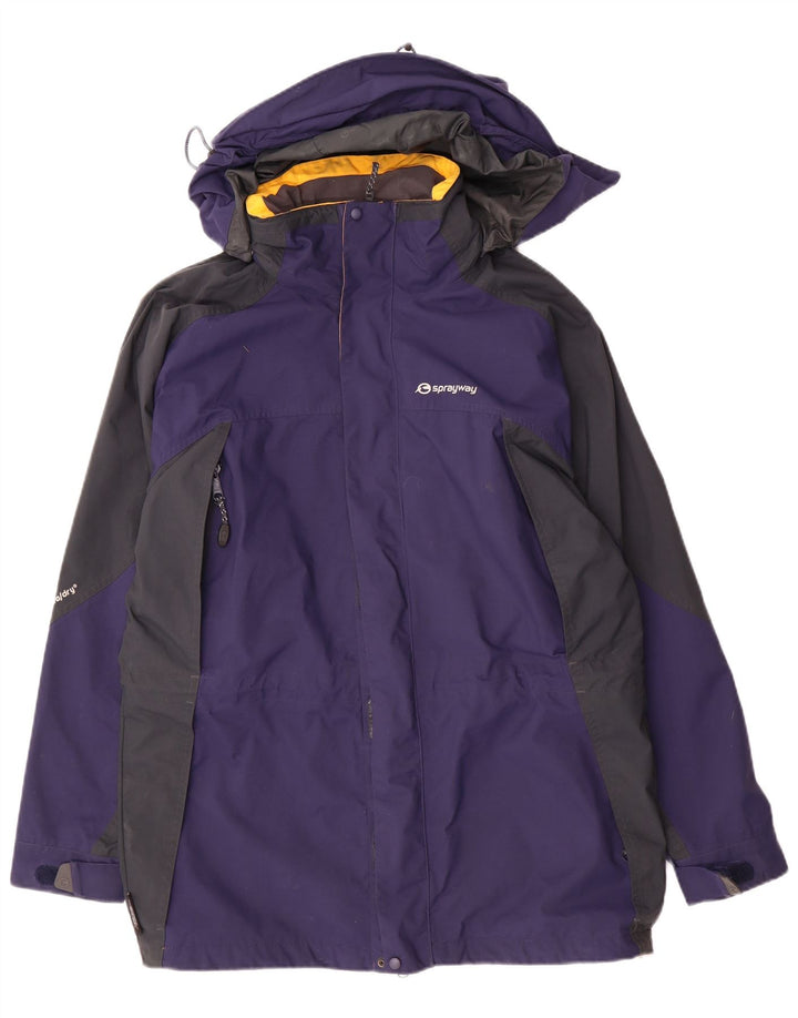 Sprayway Mens Hooded Rain Jacket UK 38 Medium Navy Blue Colourblock