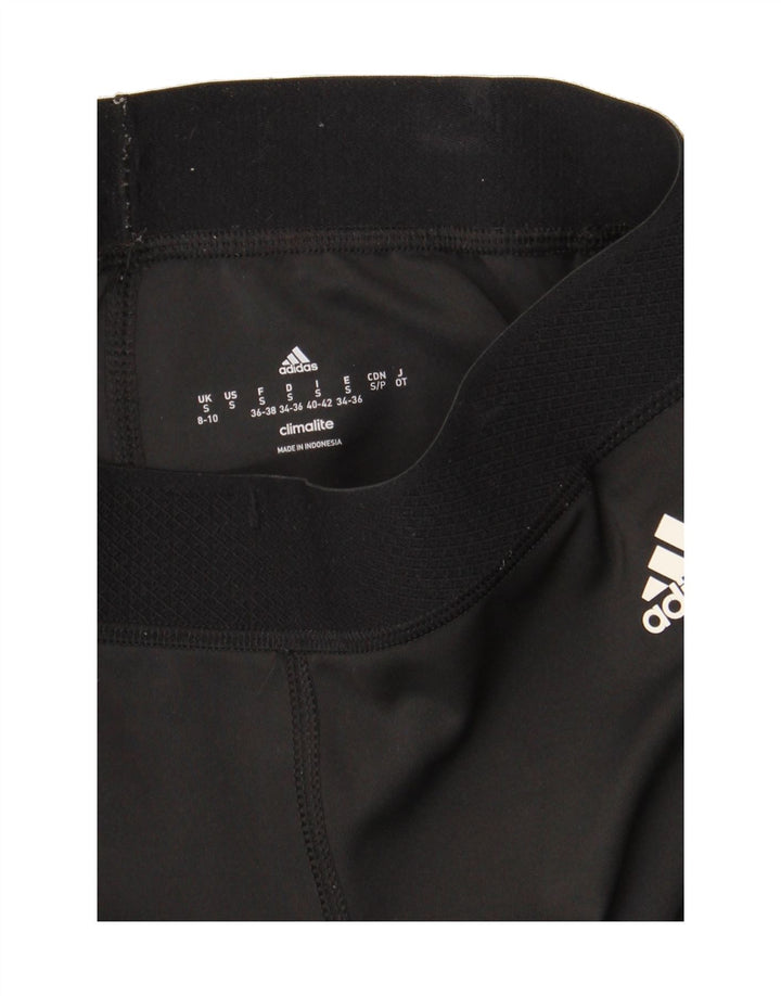 ADIDAS Womens Climalite Graphic Leggings UK 8/10 Small  Black Polyester Vintage Adidas and Second-Hand Adidas from Messina Hembry 