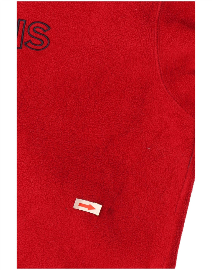 Nautica Mens Graphic Zip Neck Fleece Jumper XL Red Polyester