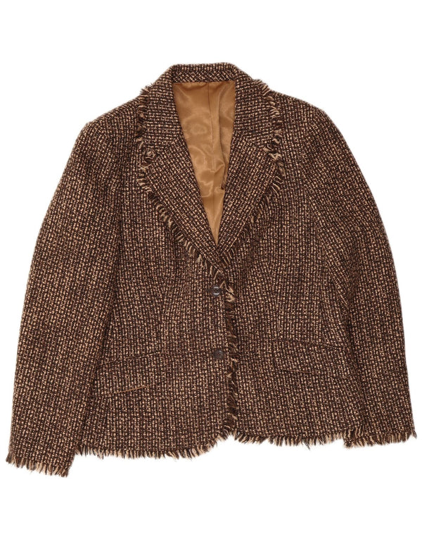 Brioni Womens 2 Button Blazer Jacket UK 16 Large Brown Flecked
