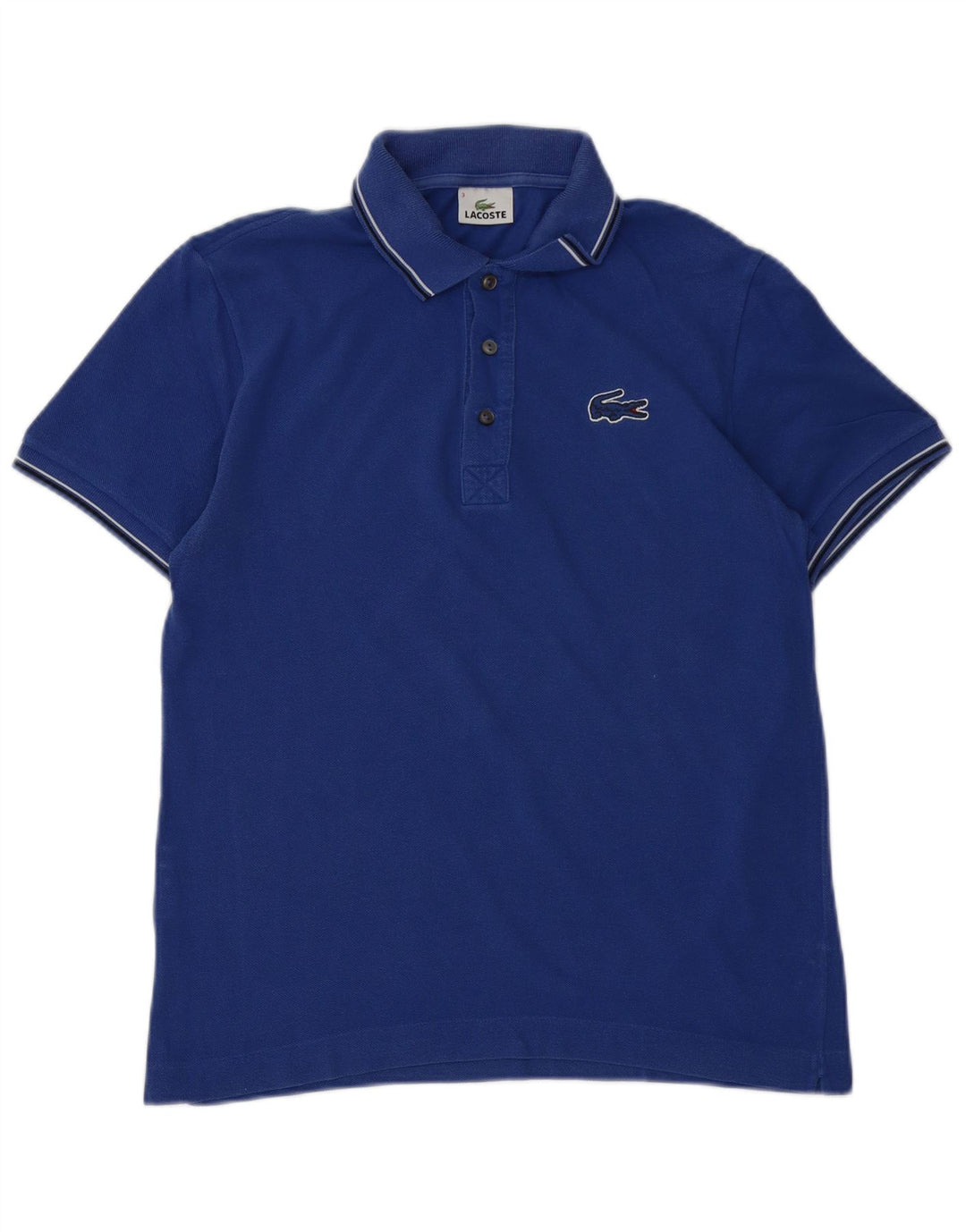 LACOSTE Mens Polo Shirt Size 3 Small Navy Blue Cotton