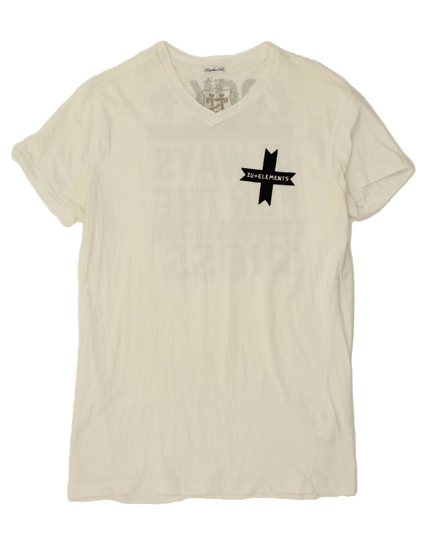 ZU ELEMENTS Womens Regular Fit Graphic T-Shirt Top UK 18 XL White