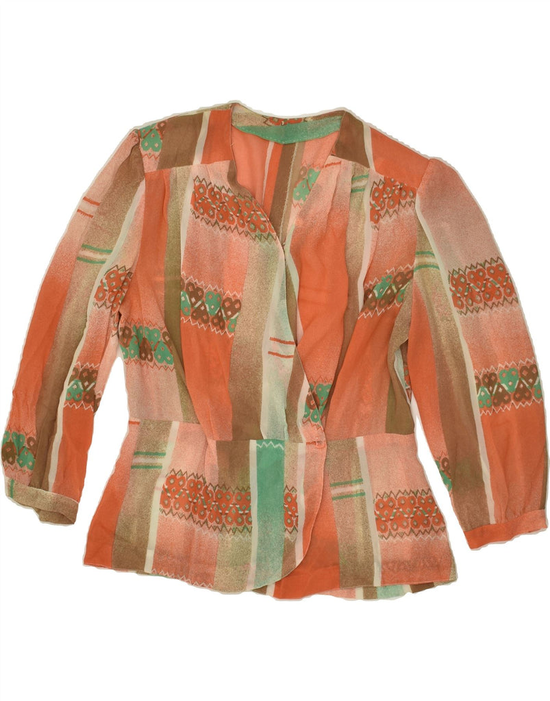 VINTAGE Womens 1 Button Blazer Jacket UK 14 Medium Orange Colourblock | Vintage Vintage | Thrift | Second-Hand Vintage | Used Clothing | Messina Hembry 