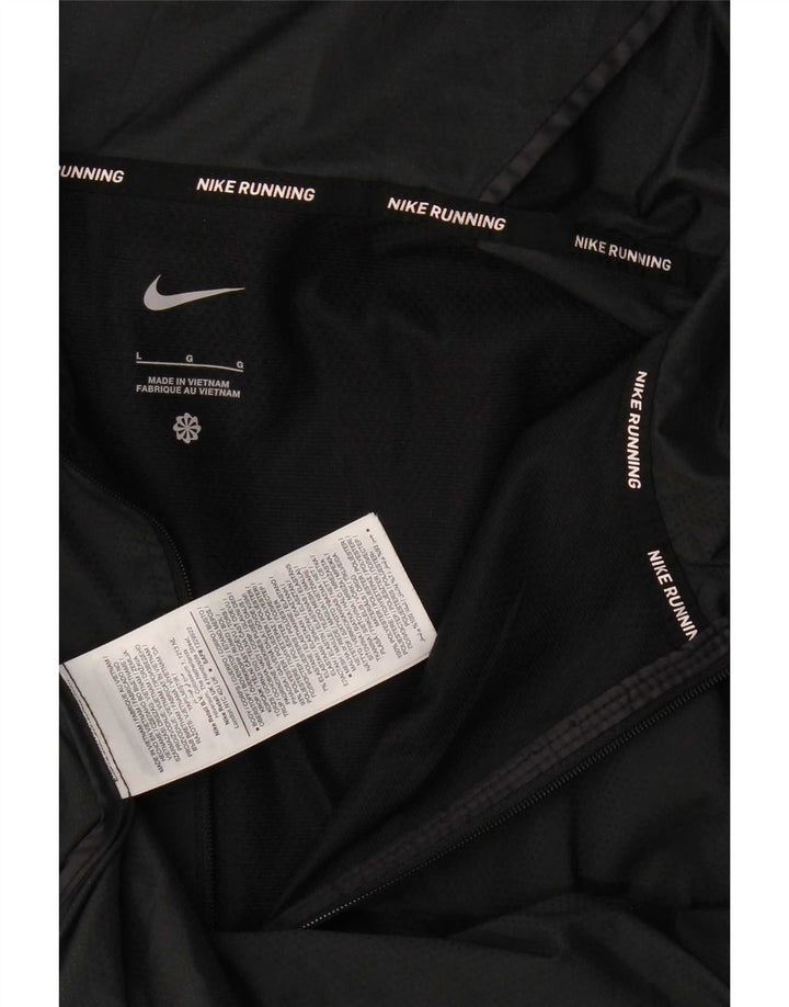 Nike Mens Hooded Tracksuit Top Jacket Large Black Polyester