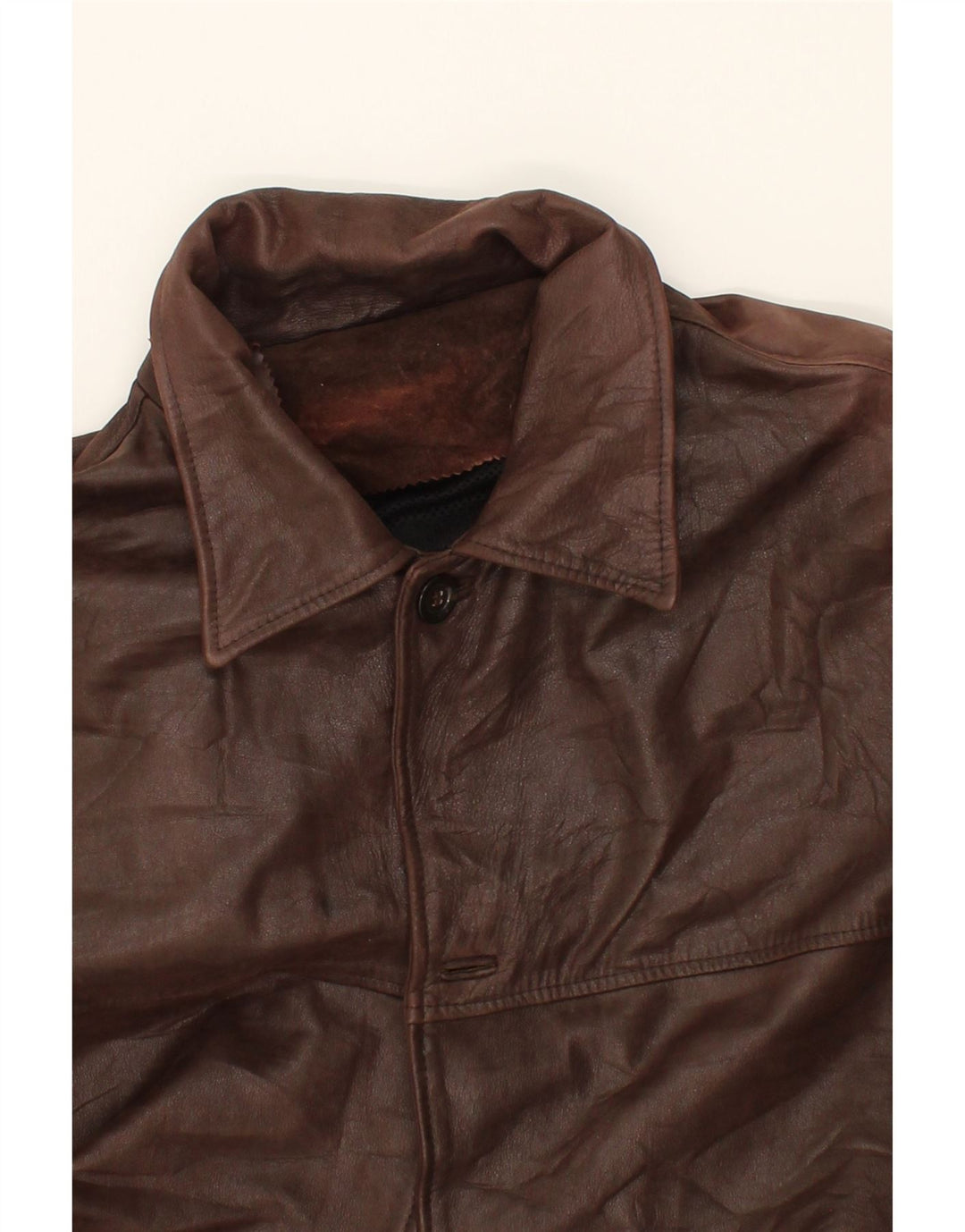 VINTAGE Mens Leather Coat IT 58 4XL Brown Leather
