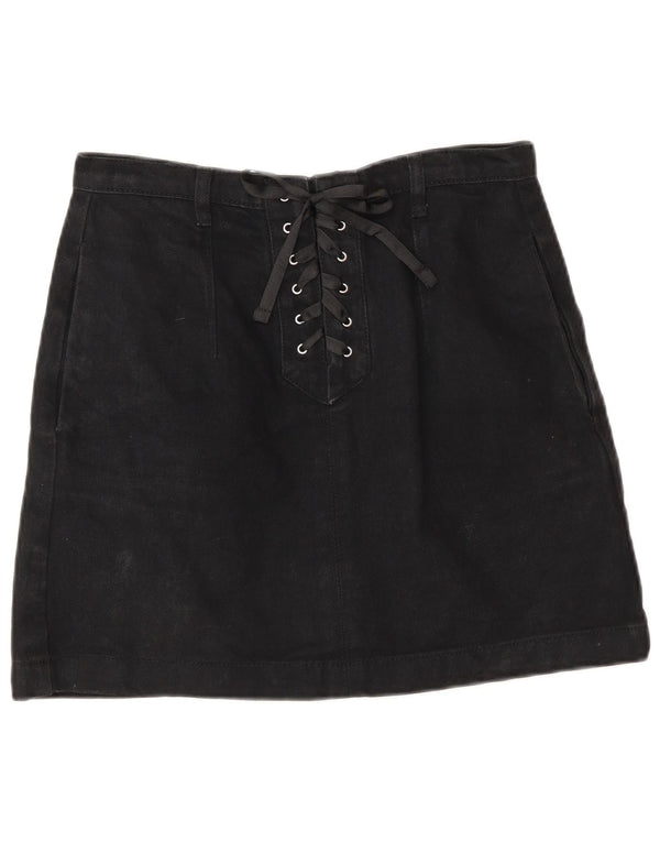 Topshop Womens Denim Skirt UK 10 Small W26 Black