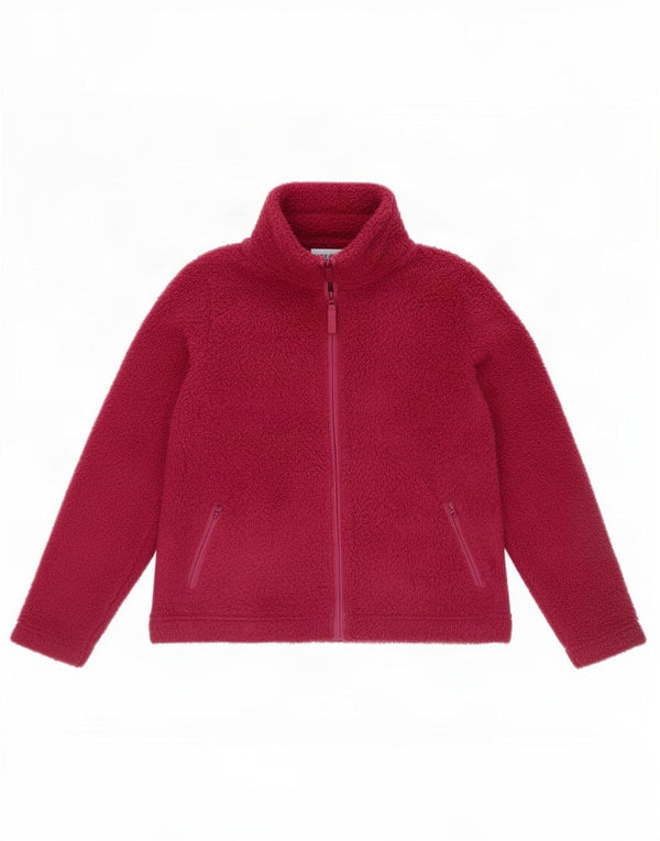 Marks & Spencer Womens Fleece Jacket UK 14 Large Maroon Polyester