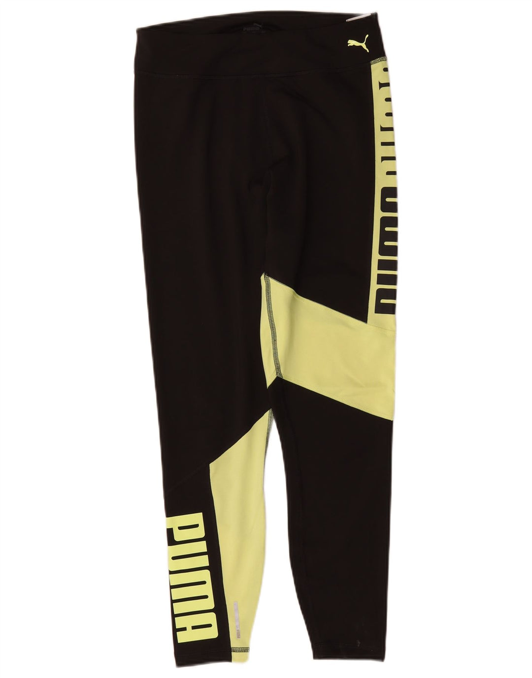 Puma Womens Graphic Leggings UK 12 Medium Black Colourblock Nylon