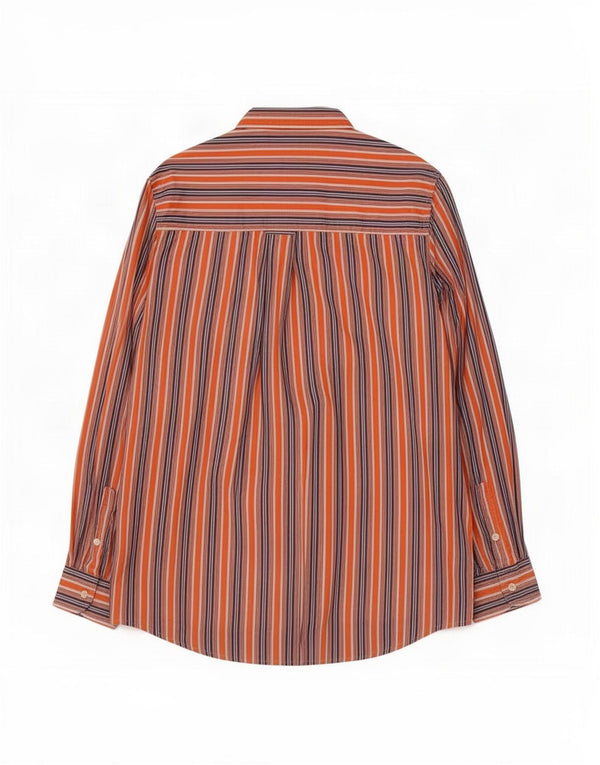 Chaps Mens Easy Fit Shirt Large Orange Striped Cotton