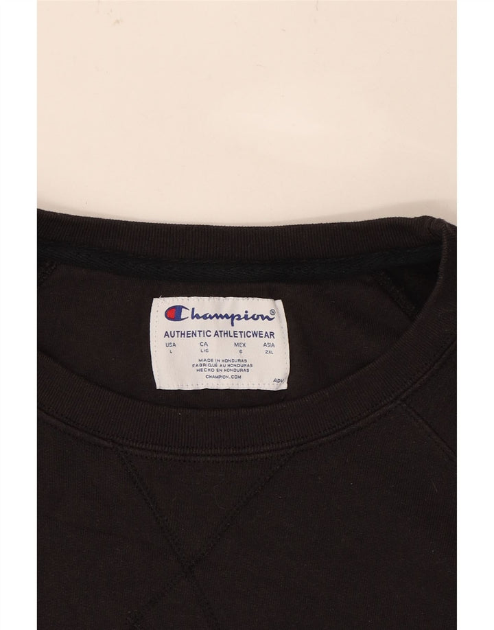 CHAMPION Womens Graphic Sweatshirt Jumper UK 16 Large Black Vintage Champion and Second-Hand Champion from Messina Hembry 