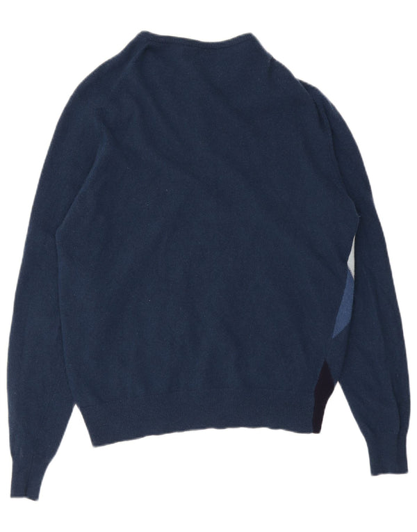 Pringle Womens Cardigan Sweater UK 14 Medium Navy Blue Argyle/Diamond