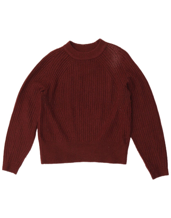 Marks & Spencer Womens Crew Neck Jumper Sweater UK 10 Small Burgundy