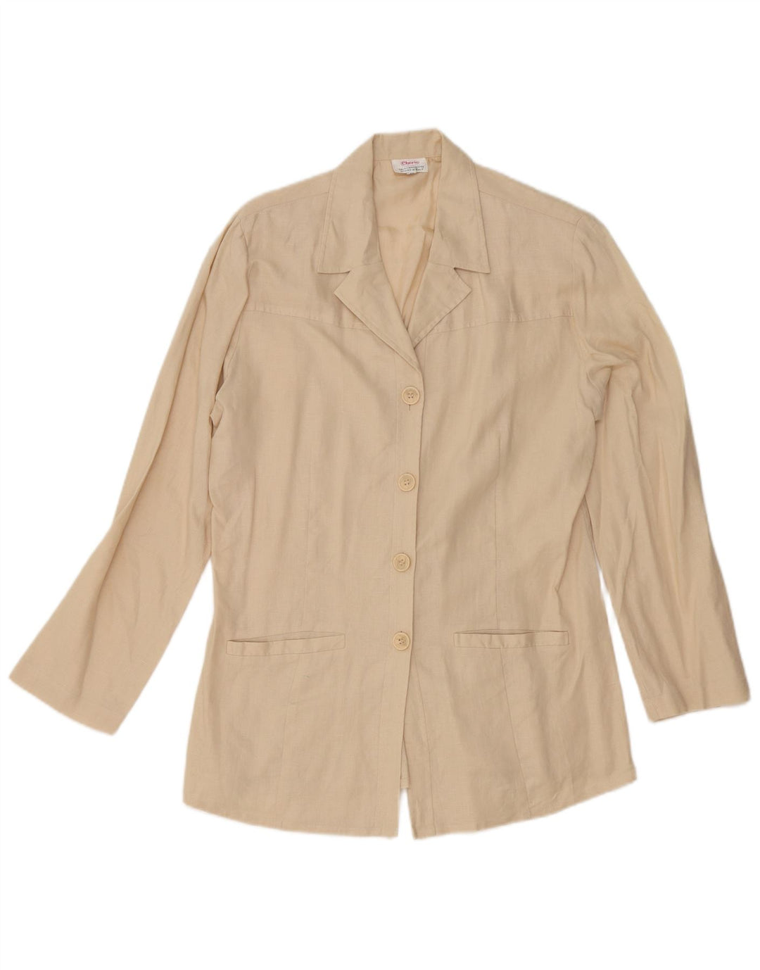 cherie Womens 4 Button Blazer Jacket IT 42/44 Medium Beige Linen