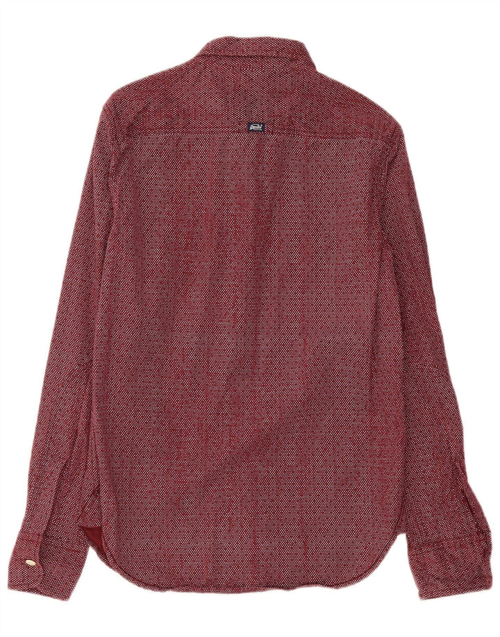 Superdry Mens Shirt Medium Burgundy Spotted Cotton