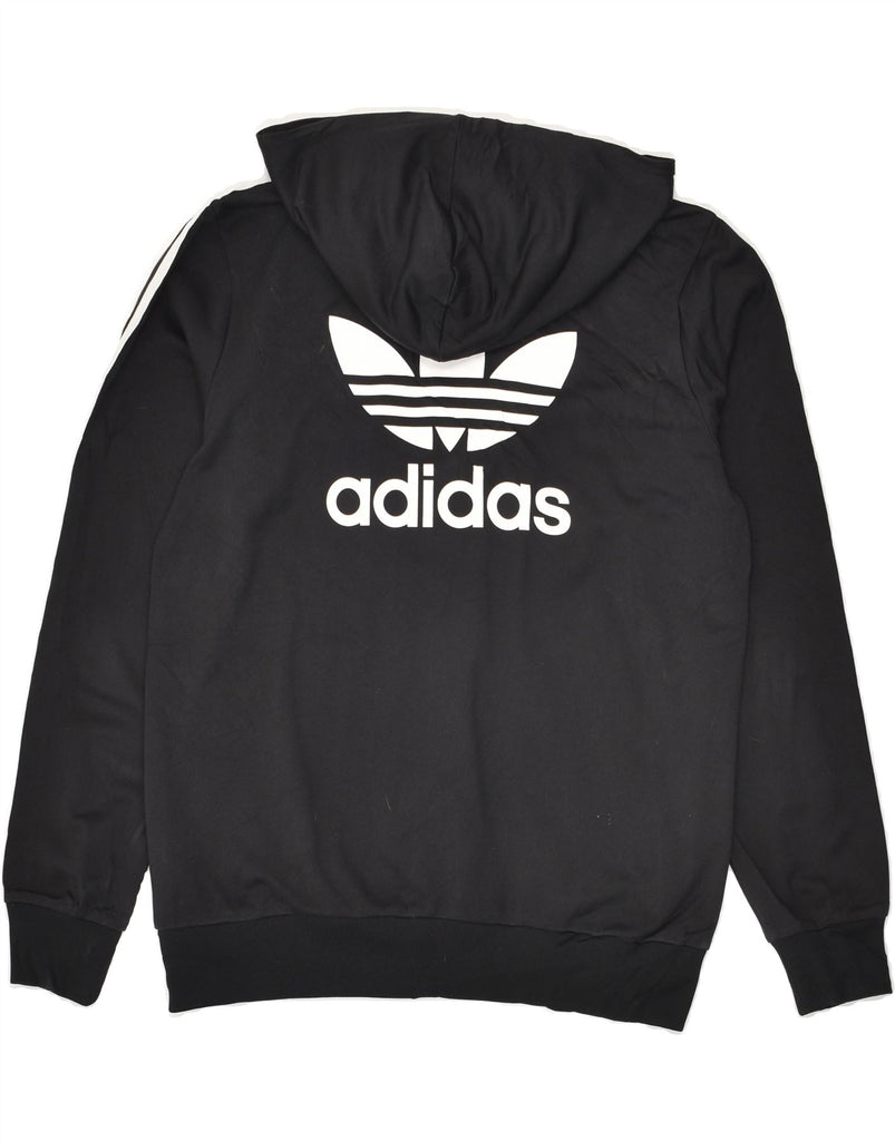 ADIDAS Boys Graphic Zip Hoodie Sweater 13-14 Years Black Polyester | Vintage Adidas | Thrift | Second-Hand Adidas | Used Clothing | Messina Hembry 