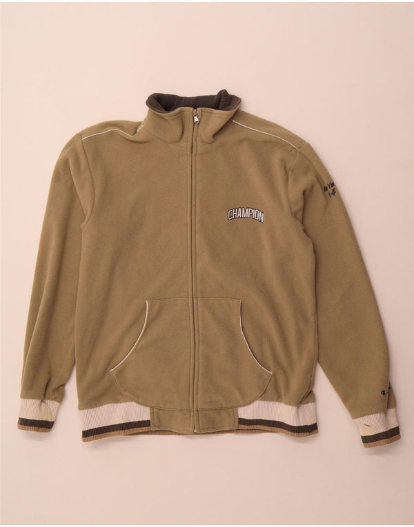 Champion Womens Fleece Jacket UK 18 XL Khaki Colourblock Polyester