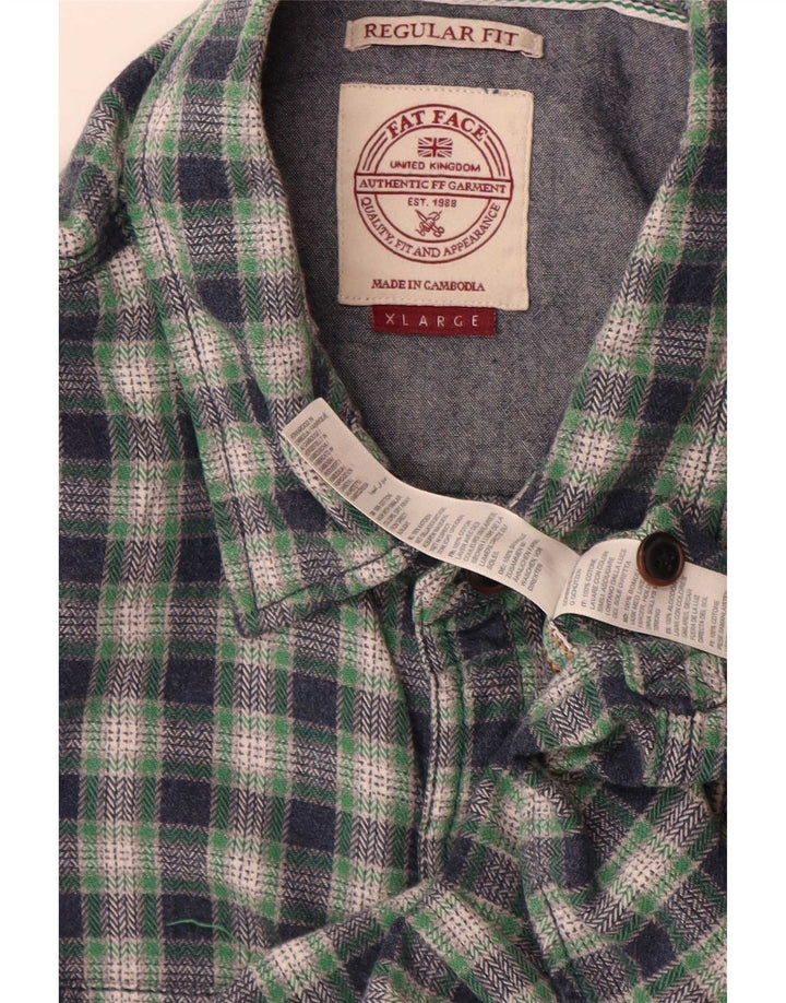 Fat Face Mens Regular Fit Flannel Shirt XL Green Check Cotton