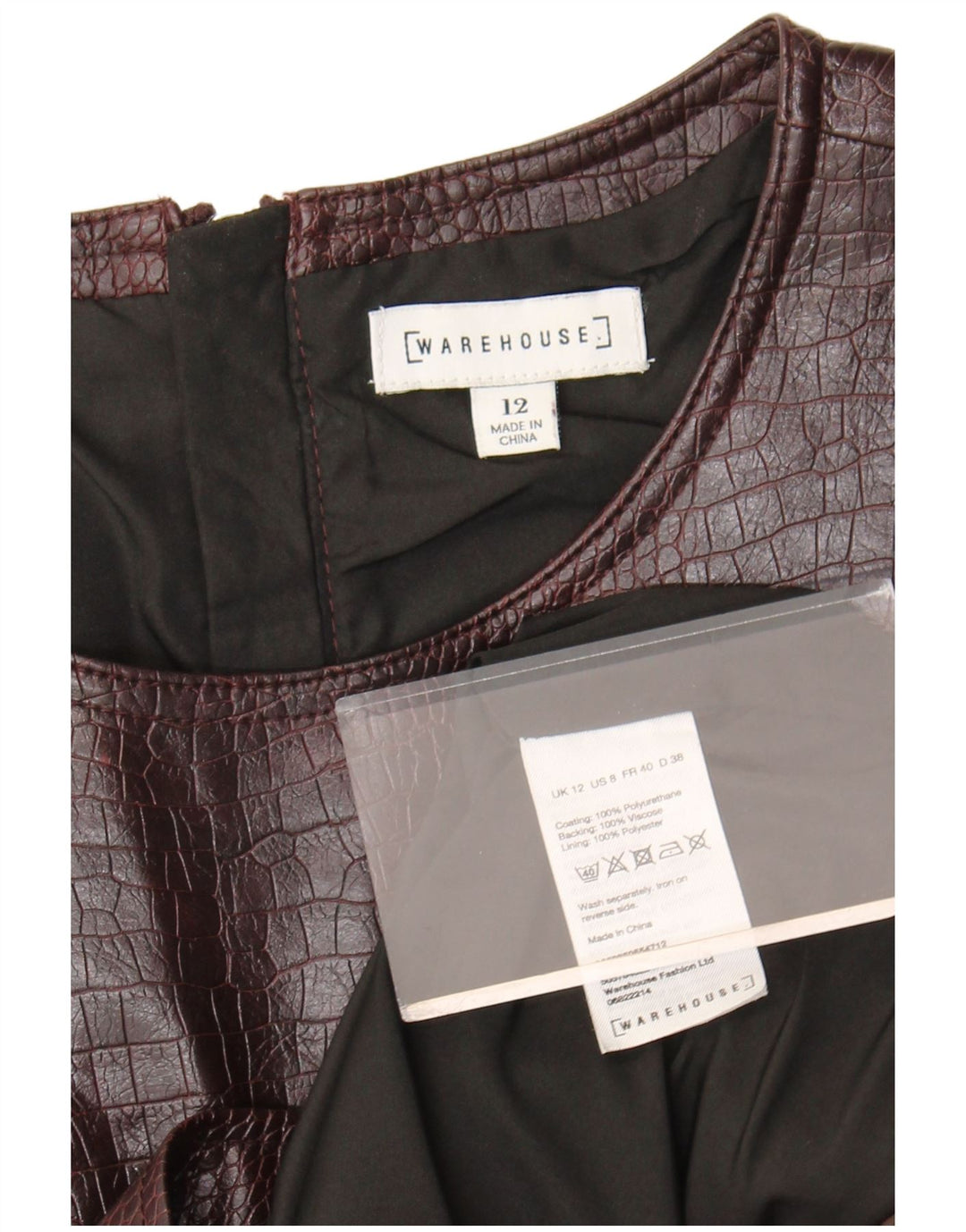 WAREHOUSE Womens Sleeveless Sheath Dress UK 12 Medium Brown Animal Print