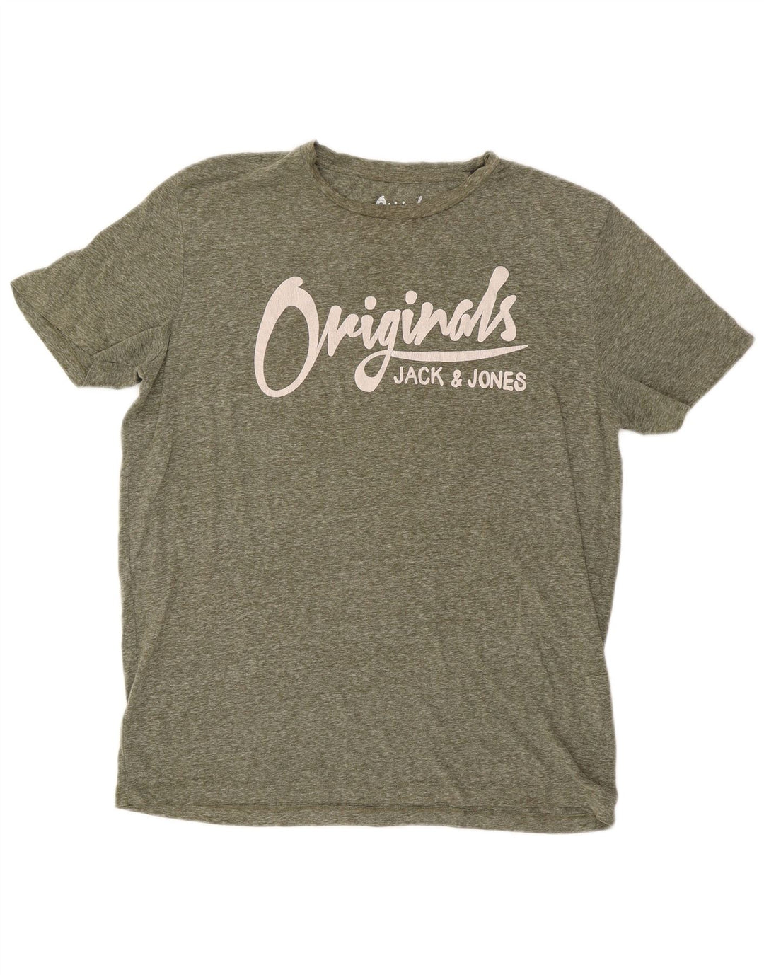 Jack & Jones Mens Graphic T-Shirt Top XL Khaki Flecked Polyester