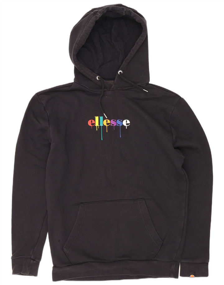 Ellesse Mens Graphic Hoodie Jumper Medium Black Cotton