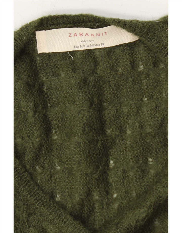 Zara Womens Oversized Cardigan Sweater UK 14 Medium Green