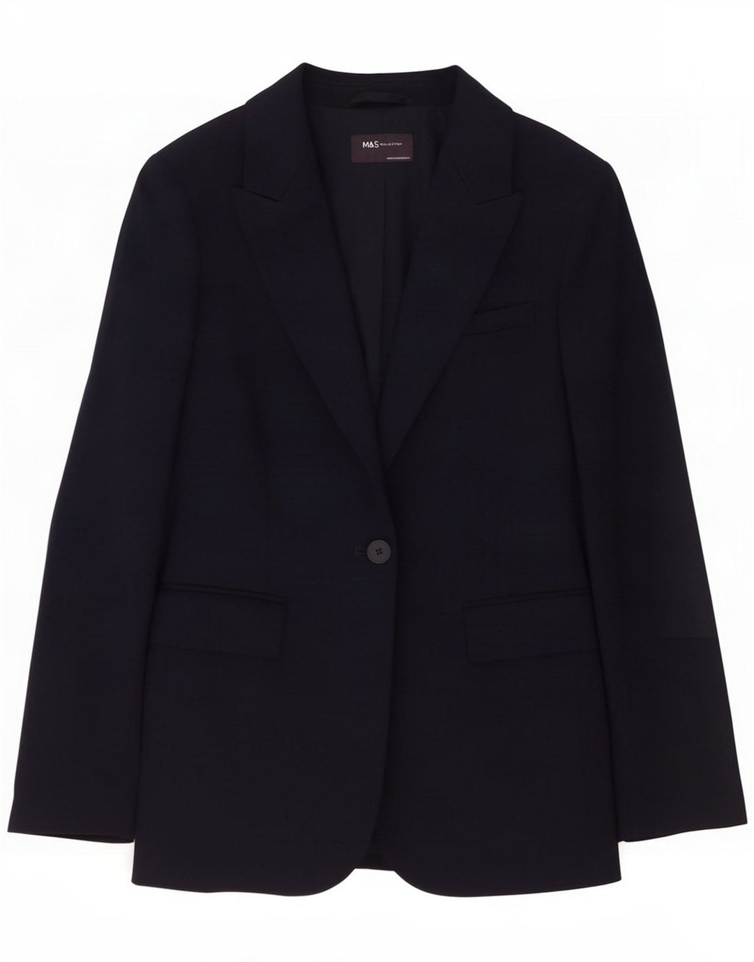 Marks & Spencer Womens 1 Button Blazer Jacket UK 8 Small Navy Blue