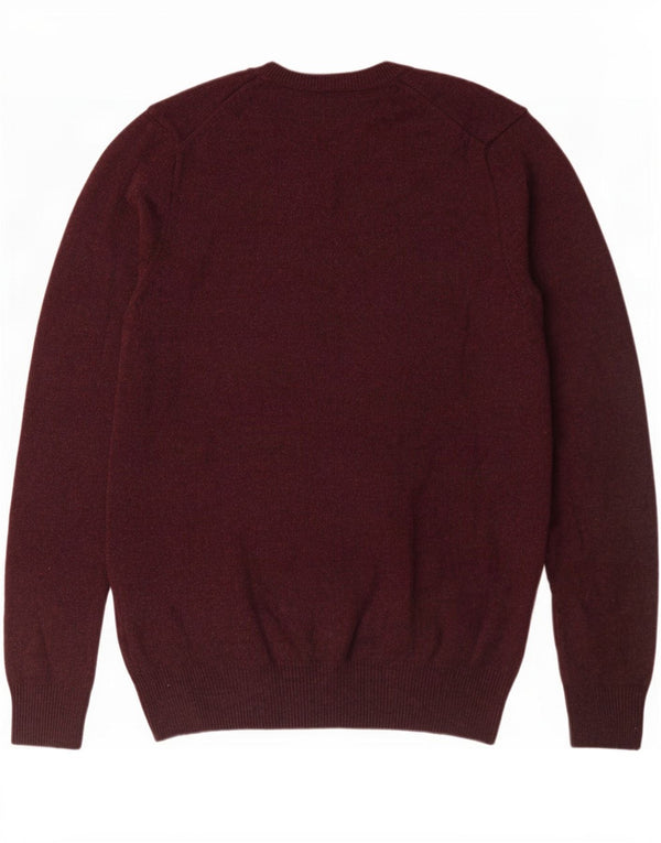 Marks & Spencer Mens V-Neck Jumper Sweater Medium Burgundy Flecked Wool
