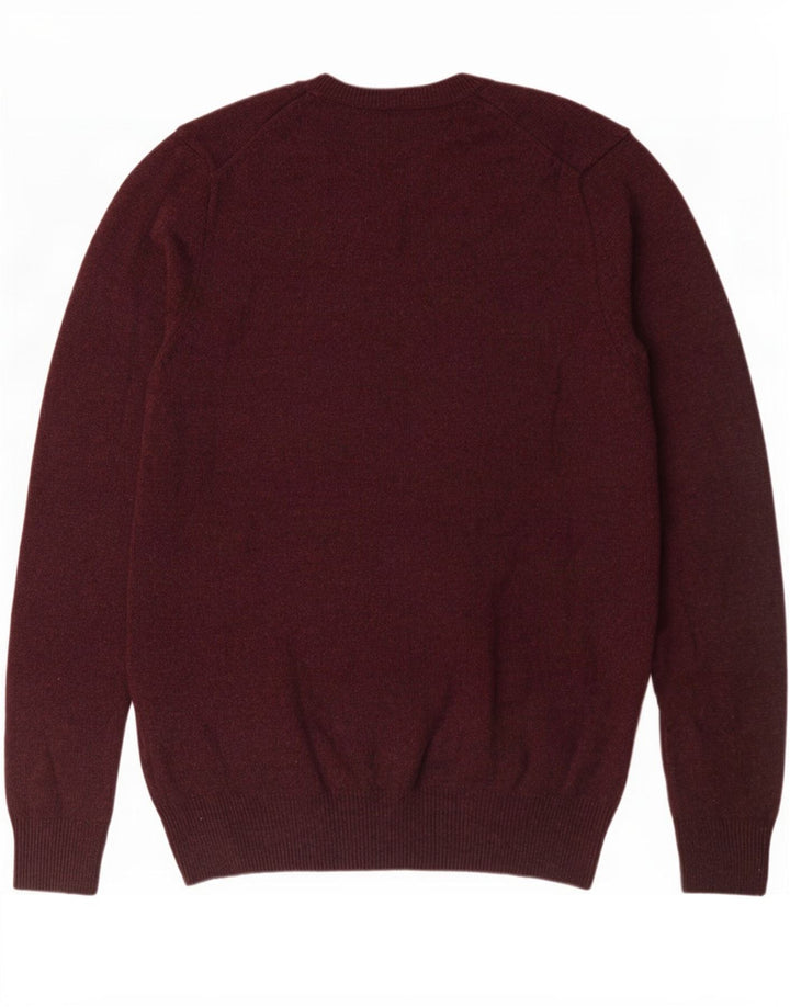 Marks & Spencer Mens V-Neck Jumper Sweater Medium Burgundy Flecked Wool