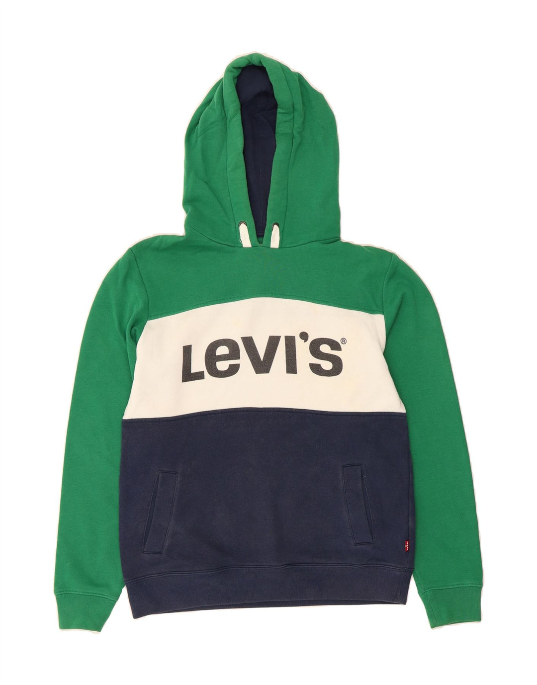 LEVI'S Boys Graphic Hoodie Jumper 15-16 Years Multicoloured Colourblock Vintage Levi's and Second-Hand Levi's from Messina Hembry 