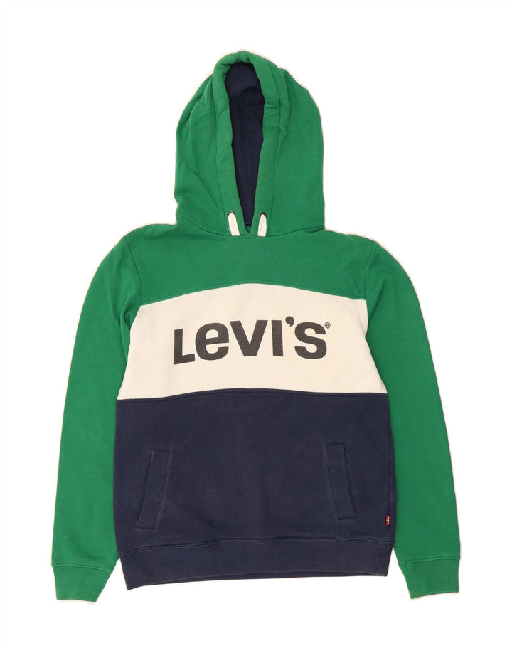 LEVI'S Boys Graphic Hoodie Jumper 15-16 Years Multicoloured Colourblock Vintage Levi's and Second-Hand Levi's from Messina Hembry 