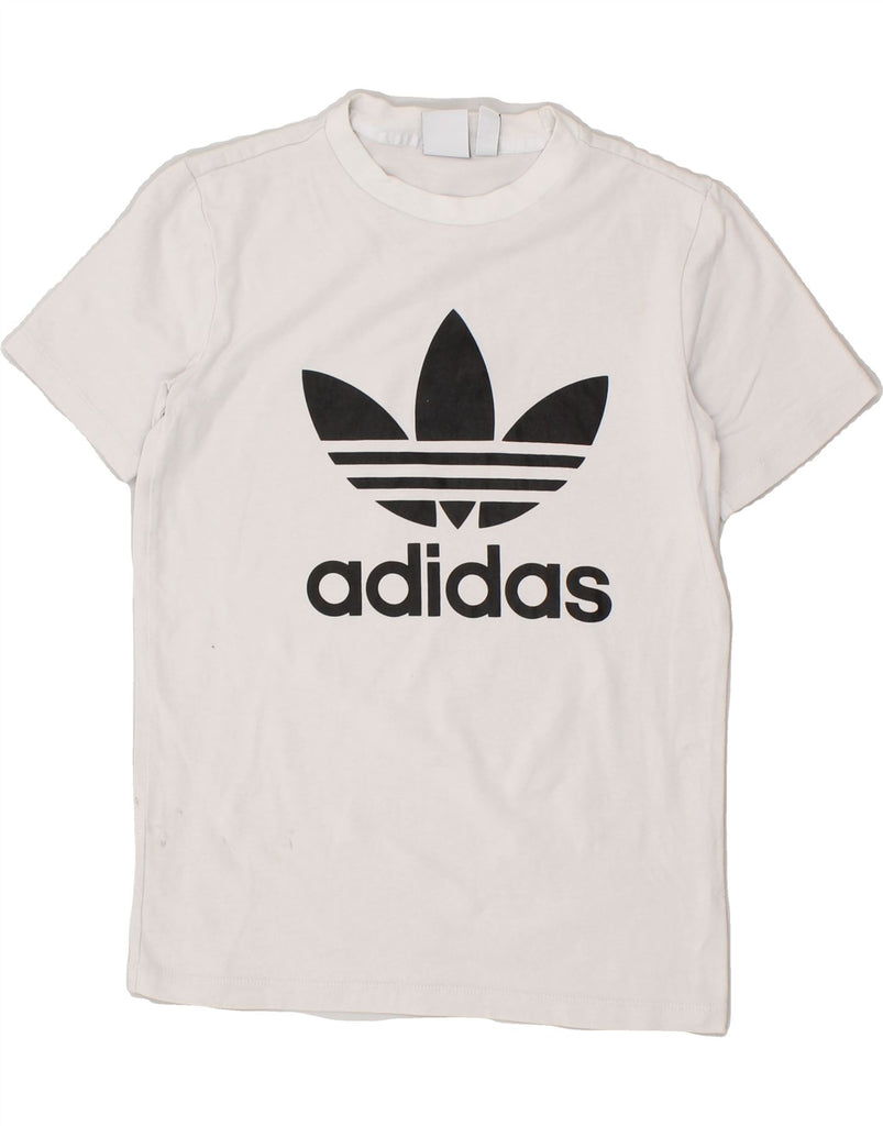 ADIDAS Womens Graphic T-Shirt Top UK 8 Small White Cotton | Vintage Adidas | Thrift | Second-Hand Adidas | Used Clothing | Messina Hembry 