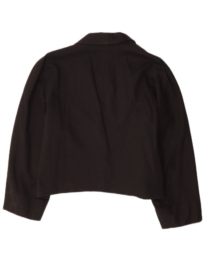 Vintage Womens Crop Open Blazer Jacket IT 48 XL Black