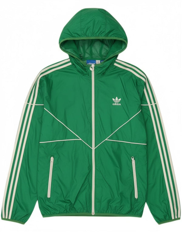 Adidas Mens Hooded Rain Jacket UK 38 Medium Green Nylon